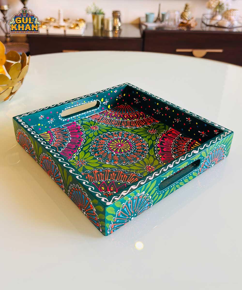 Green Semi Circle Cone Truck Art Tray (Handpainted) - Gul Khan Truck Art