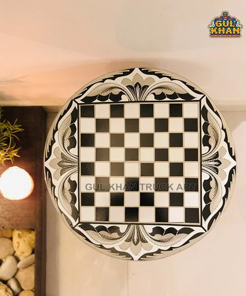 Coffee Table (Gray Scale Chess Pattern) 105