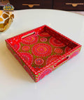Red & Green Floral Motif Cone Truck Art Tray (Handpainted) - Gul Khan Truck Art