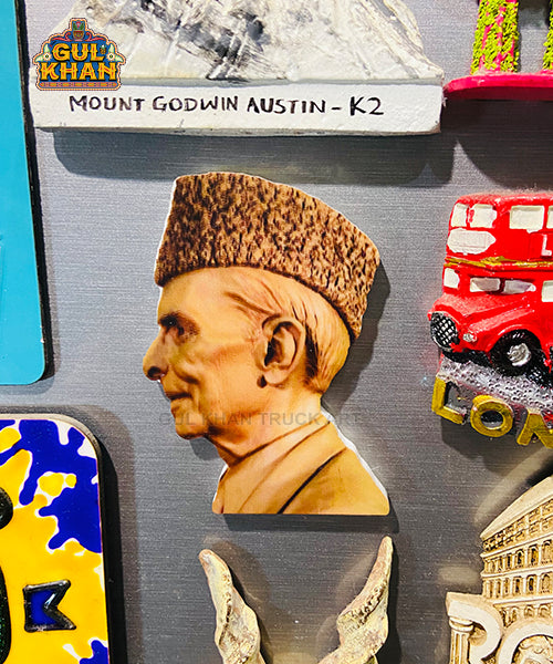 Jinnah Acrylic Fridge Magnet - Gul Khan Truck Art