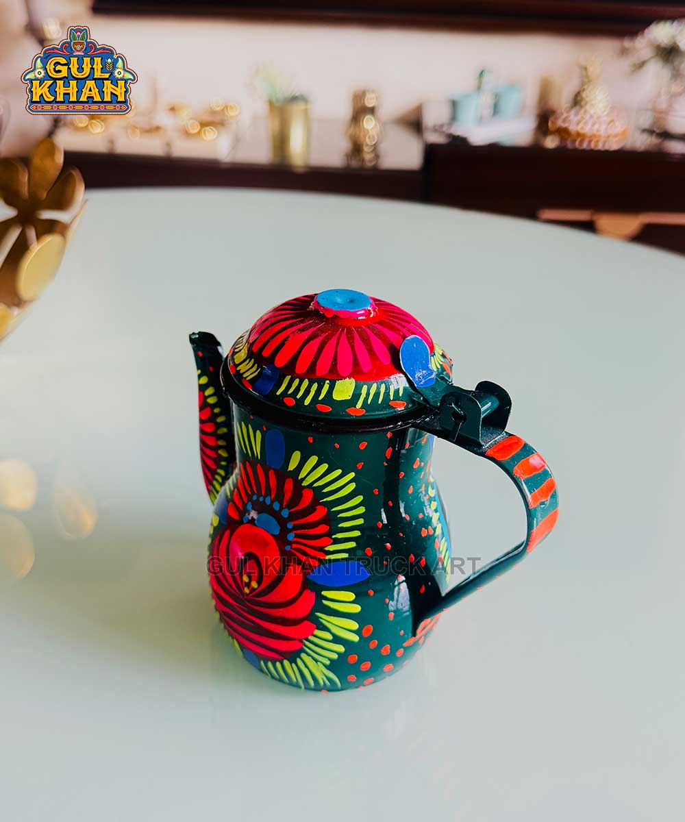 Green & Pink Motif Chainak ( Customizable ) - Gul Khan Truck Art