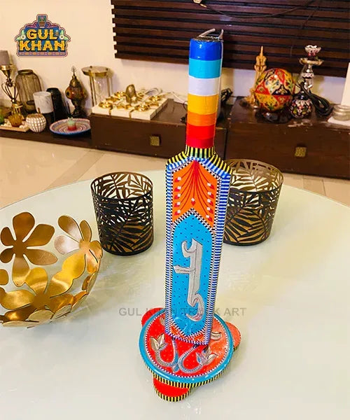 Handmade Customized Cricket Bat Red & Blue - Gul Khan Truck Art