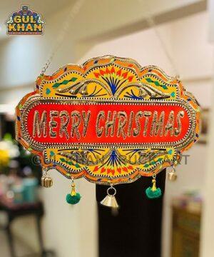 Yellow & Red Merry Christmas Truck Art Wall Hanging - Gul Khan Truck Art