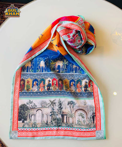 Mughal Artisan Inspired Printed Stole - 02 - Gul Khan Truck Art