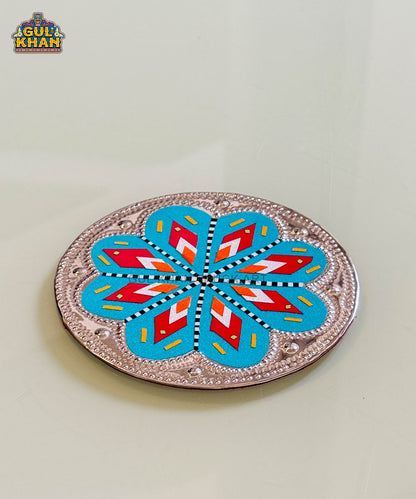 Blue Floral Truck Art  Chamakpatti Coaster