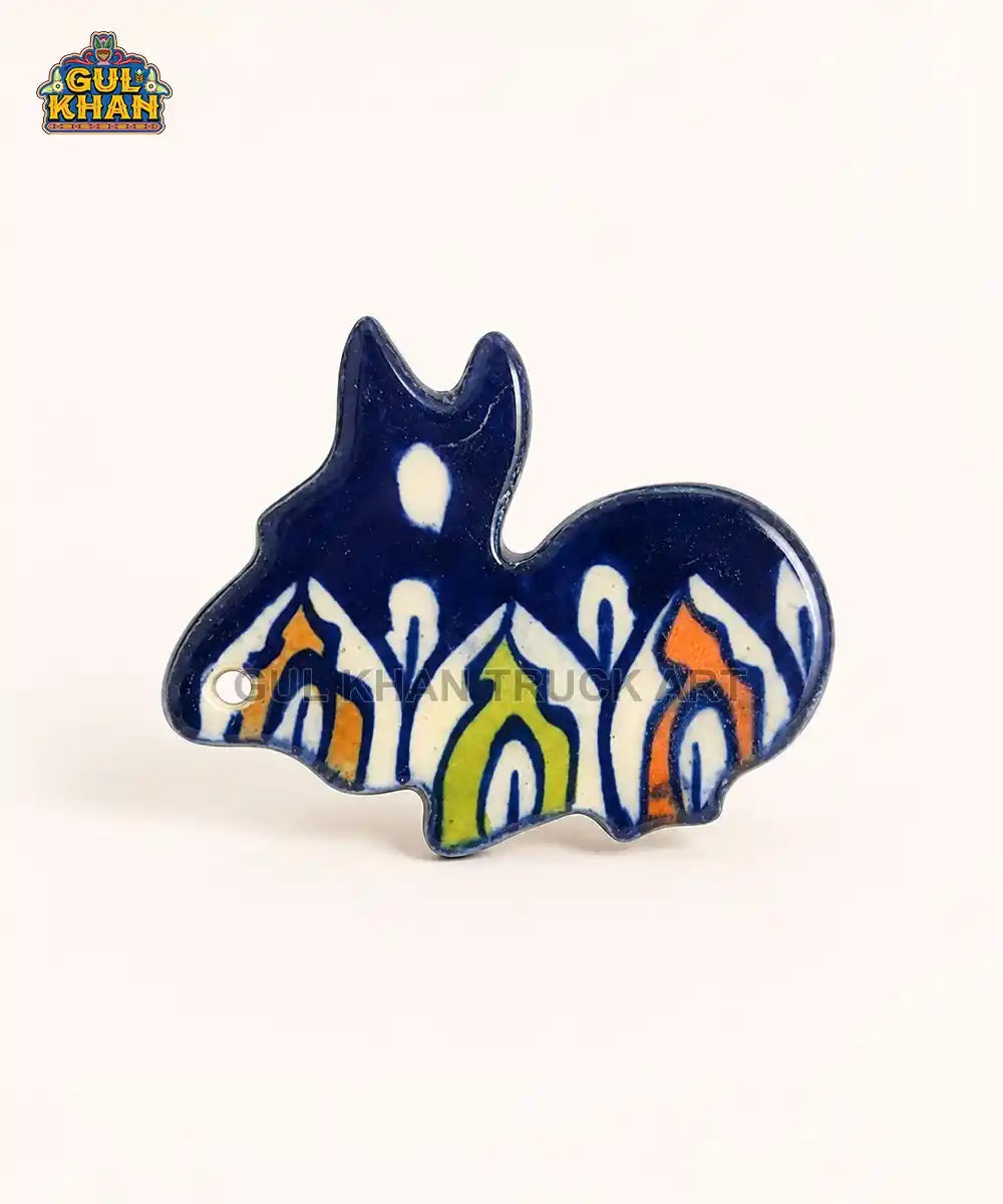 Blue Pottery Bunny Ceramic Magnet