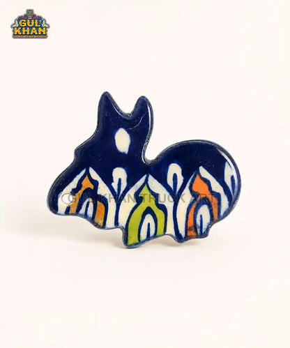 Blue Pottery Bunny Ceramic Magnet