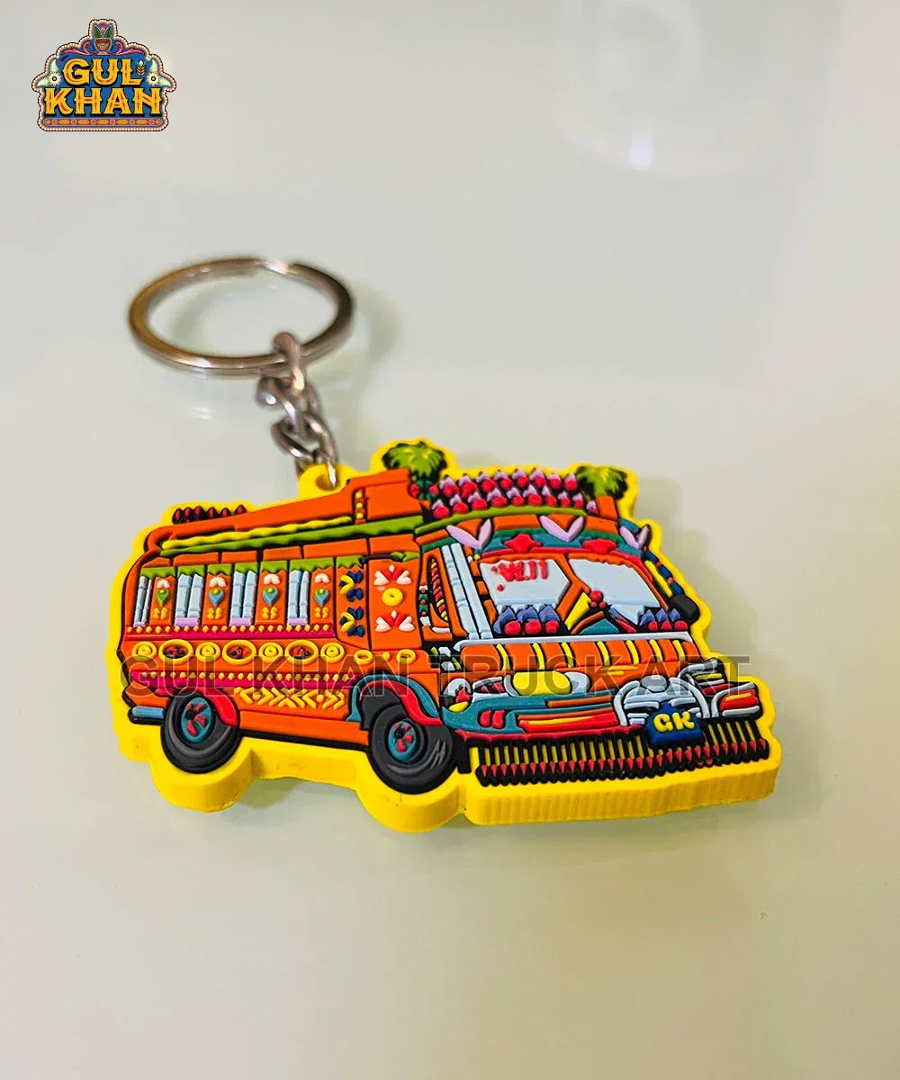 Bus W11 Premium Rubber Key Chain - Gul Khan Truck Art