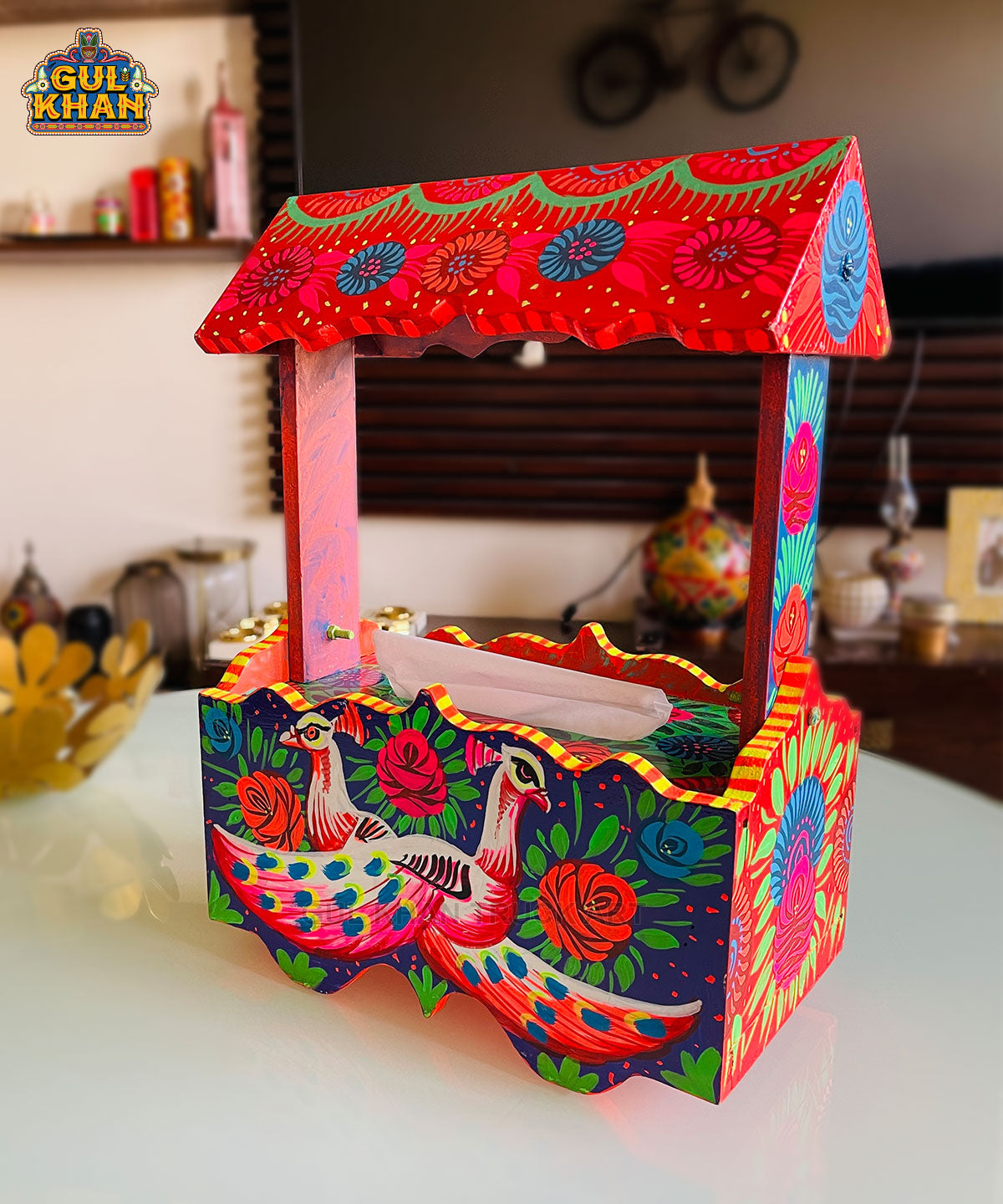 Handmade Thaila Tissue Box Design 11150 - Gul Khan Truck Art