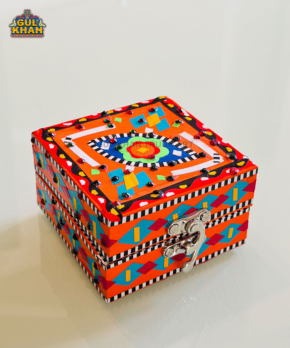 Orange Multicolor Truck Art Jewellery Box