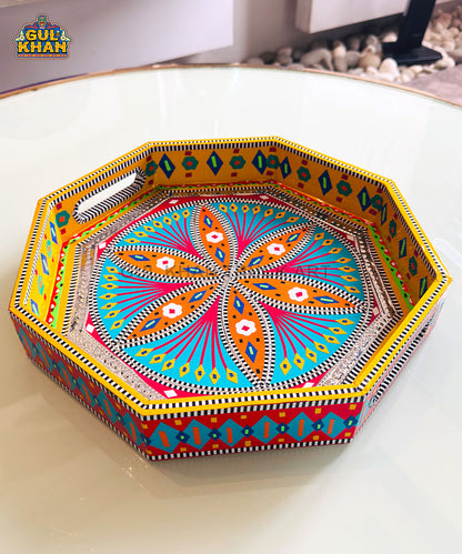 Blue and Yellow Truck Art  Hexagon Tray