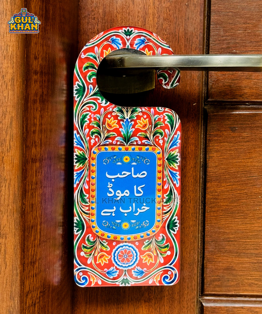 Red Floral Truck Art Door Hanger