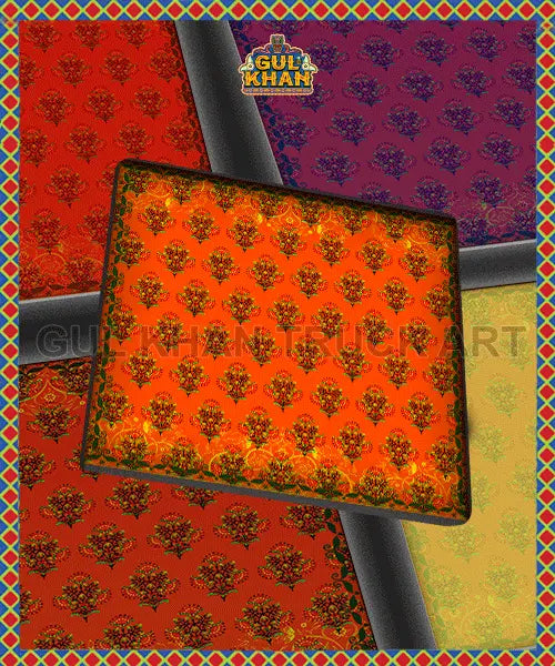 Red Motif Printed Coaster Design - Gul Khan Truck Art