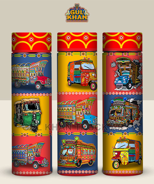 Truck & Rickshaw Printed Travel Bottle