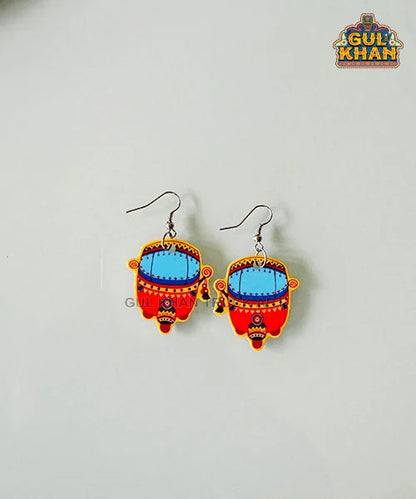 Red Rickshaw Ear Rings - Gul Khan Truck Art