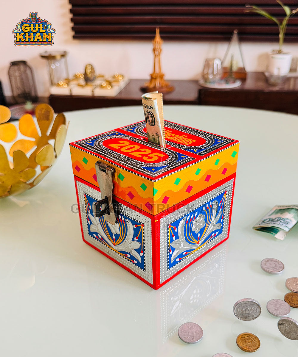 Red & Blue (Customisable) Truck Art Money Box Gullak - Gul Khan Truck Art
