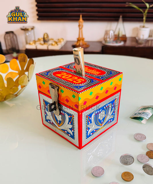 Red & Blue (Customisable) Truck Art Money Box Gullak - Gul Khan Truck Art