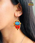 Red Rickshaw Ear Rings - Gul Khan Truck Art