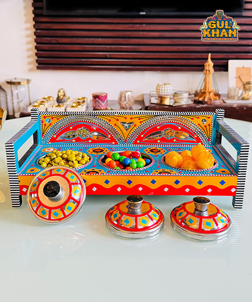 Blue & Yellow Sofa Partition Tray