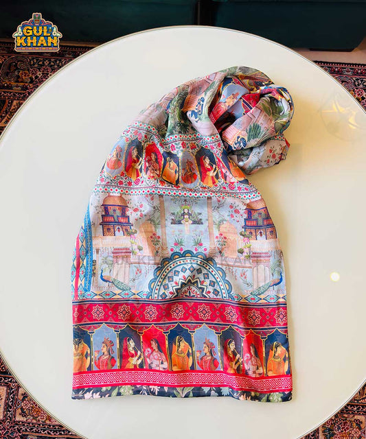 Mughal Artisan Inspired Printed Stole - Gul Khan Truck Art