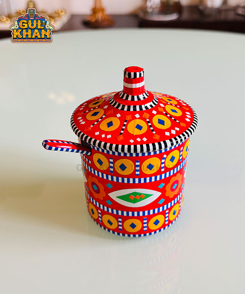 Red Truck Art Sugar Pot & Jam Jar