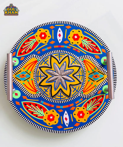 Round & Blue  Truck Art Serving Tray