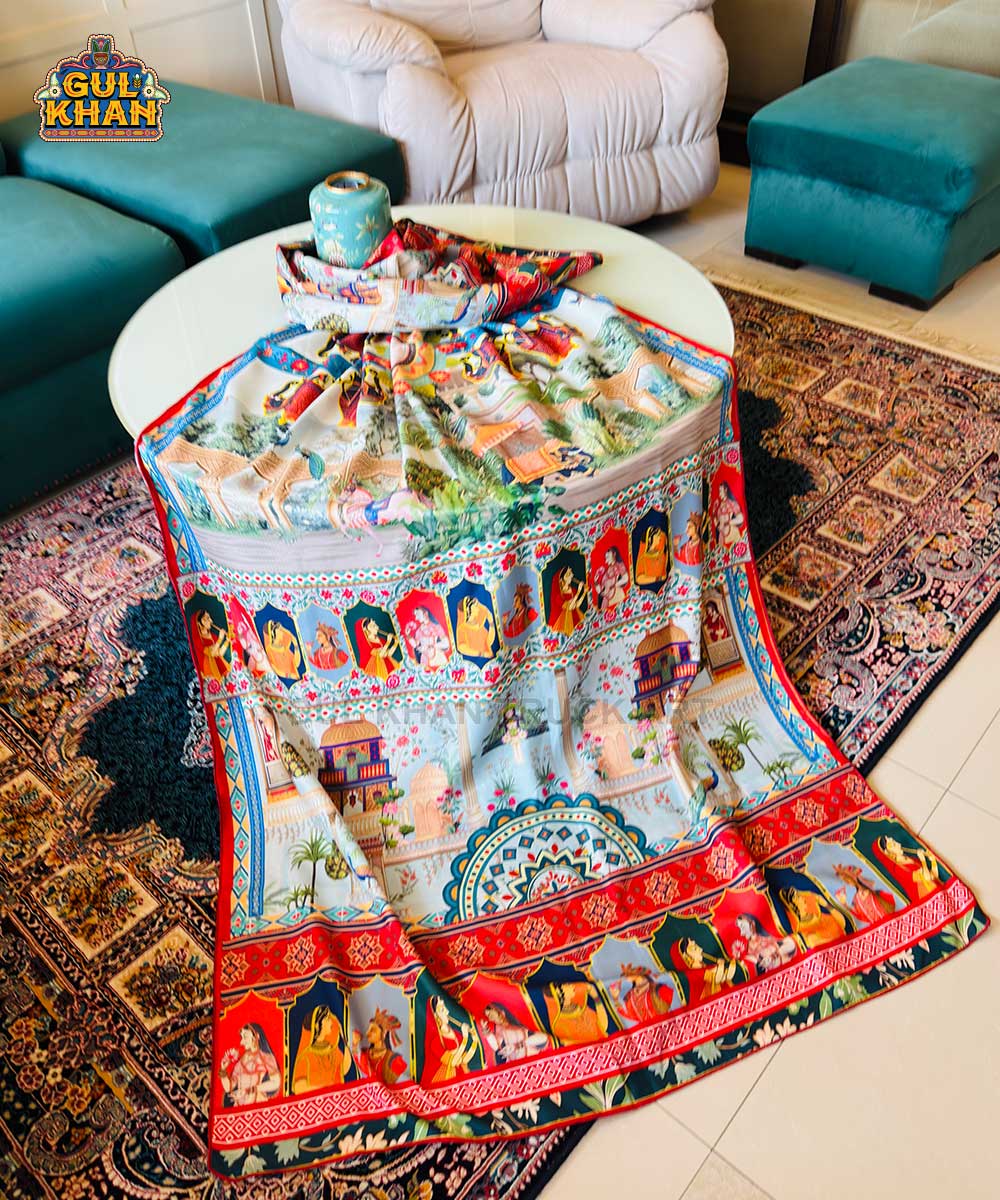 Mughal Artisan Inspired Printed Shawl 02