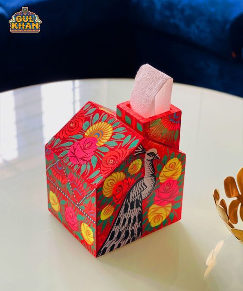 Hand Painted House Tissue Box Design 11155