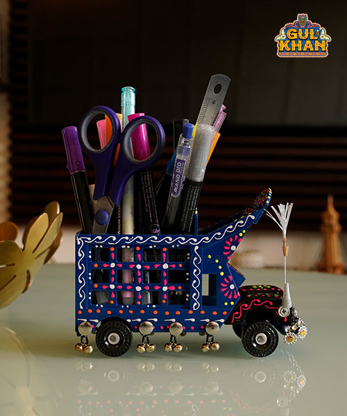 Cone Art Blue Stationery Truck Design - Gul Khan Truck Art