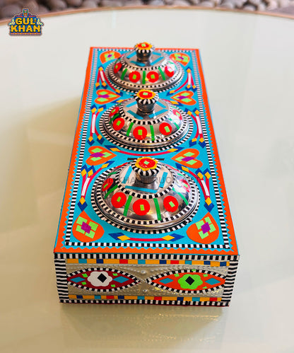 Blue & Red Truck Art Three Partition Tray (01)