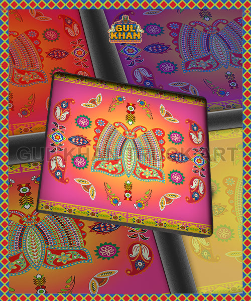 Motif Butterfly Printed Coaster design - Gul Khan Truck Art