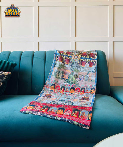 Mughal Artisan Inspired Printed Stole - Gul Khan Truck Art