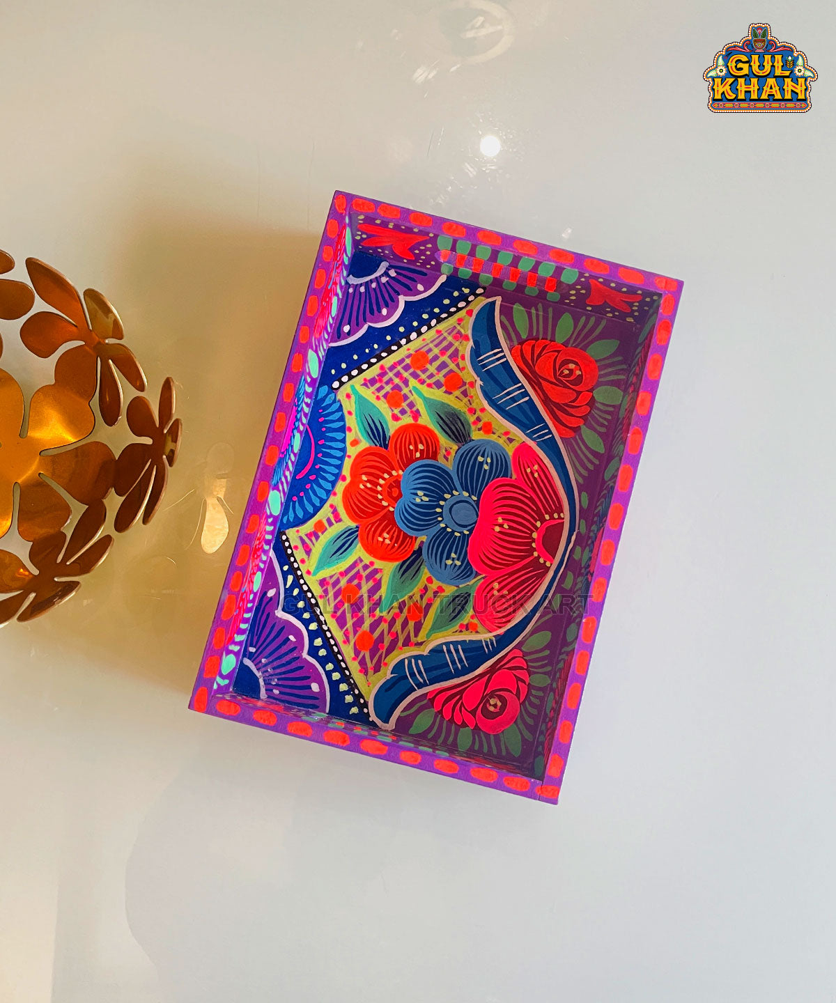 Tray Wooden Hand Painted (Mini) 7920 - Gul Khan Truck Art