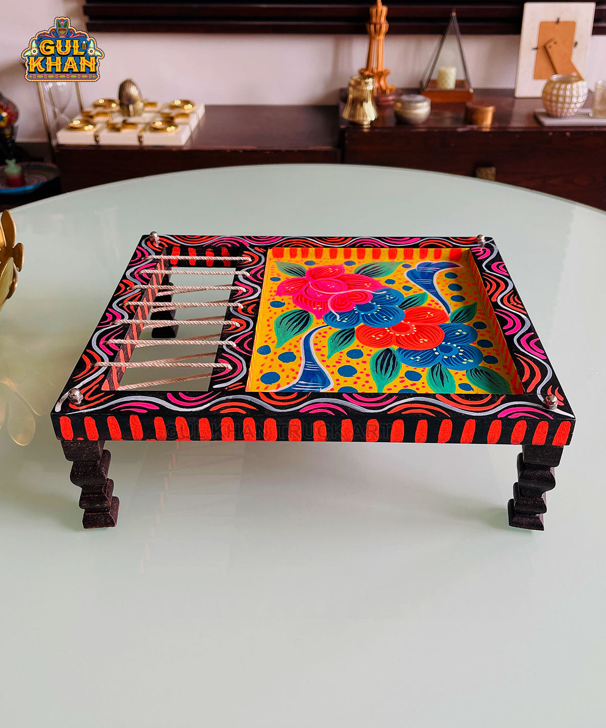 Charpai Handpainted Tray 0062 - Gul Khan Truck Art