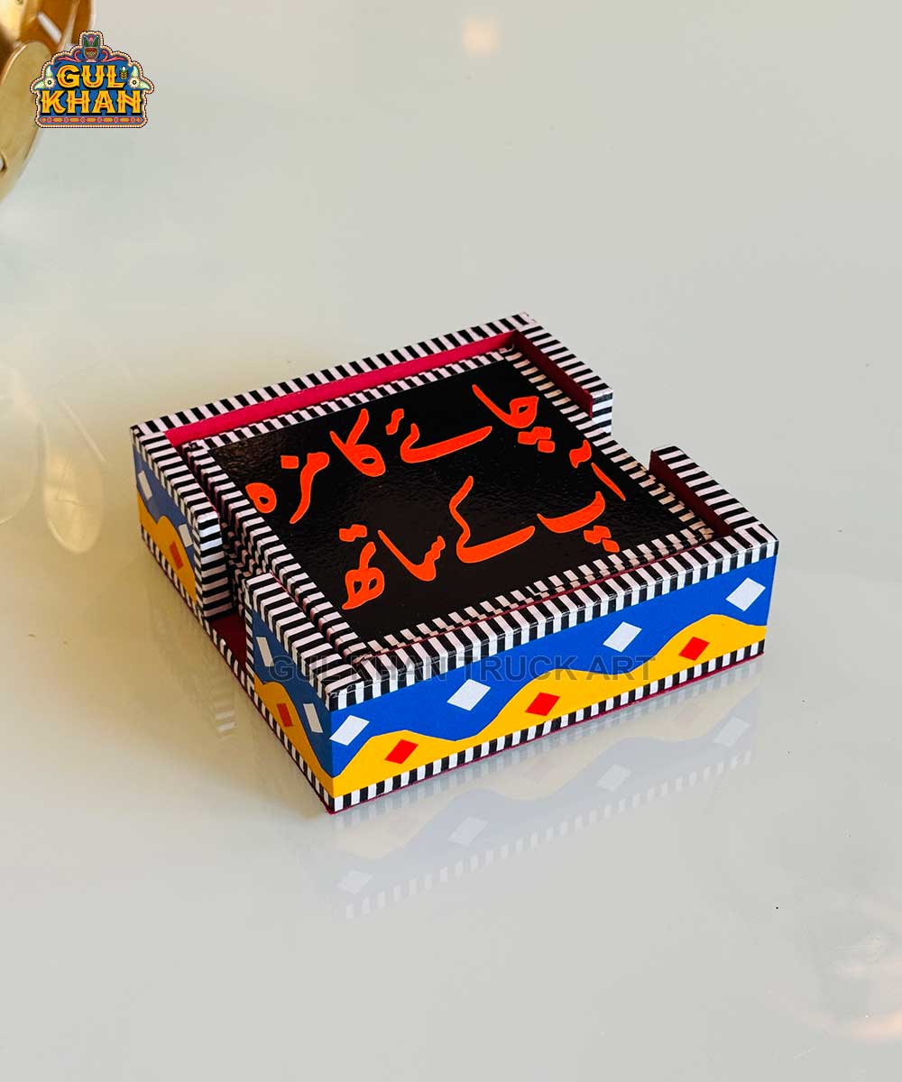 Black and red Motif Chamakpatti Tea Coaster Set