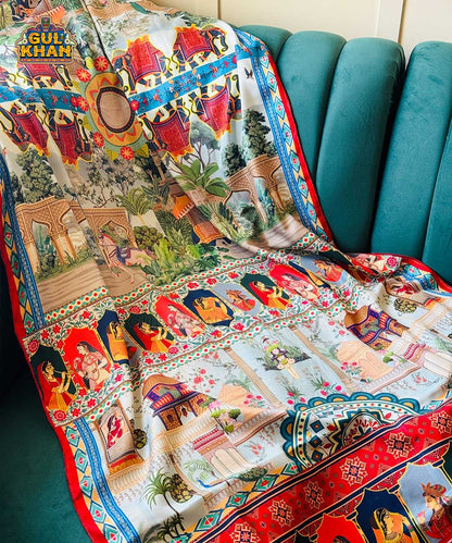 Mughal Artisan Inspired Printed Shawl 02 - Gul Khan Truck Art
