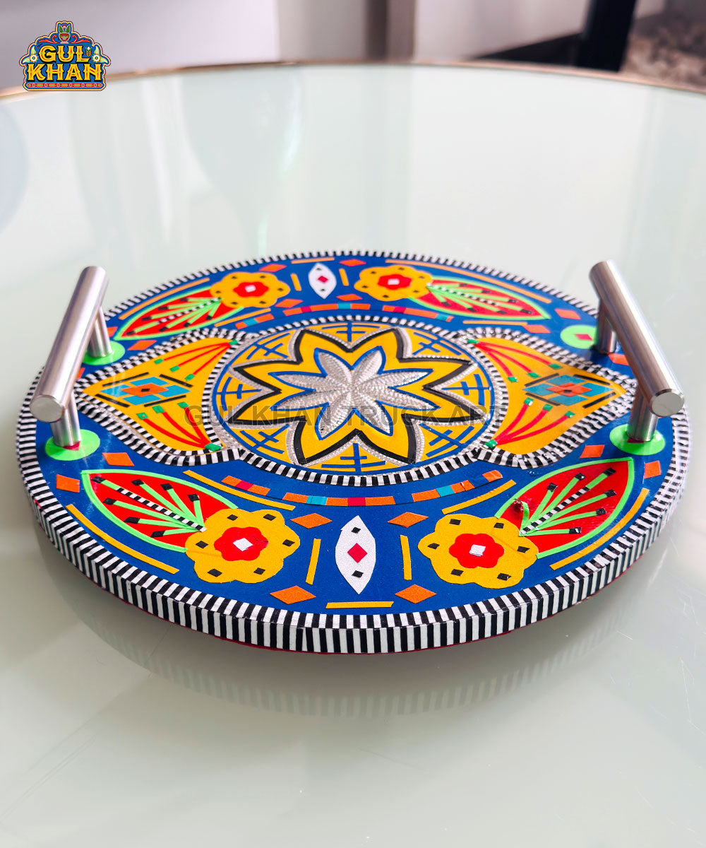 Round & Blue  Truck Art Serving Tray
