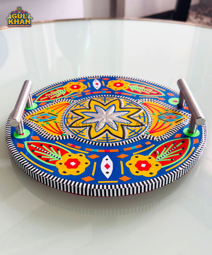 Round & Blue  Truck Art Serving Tray