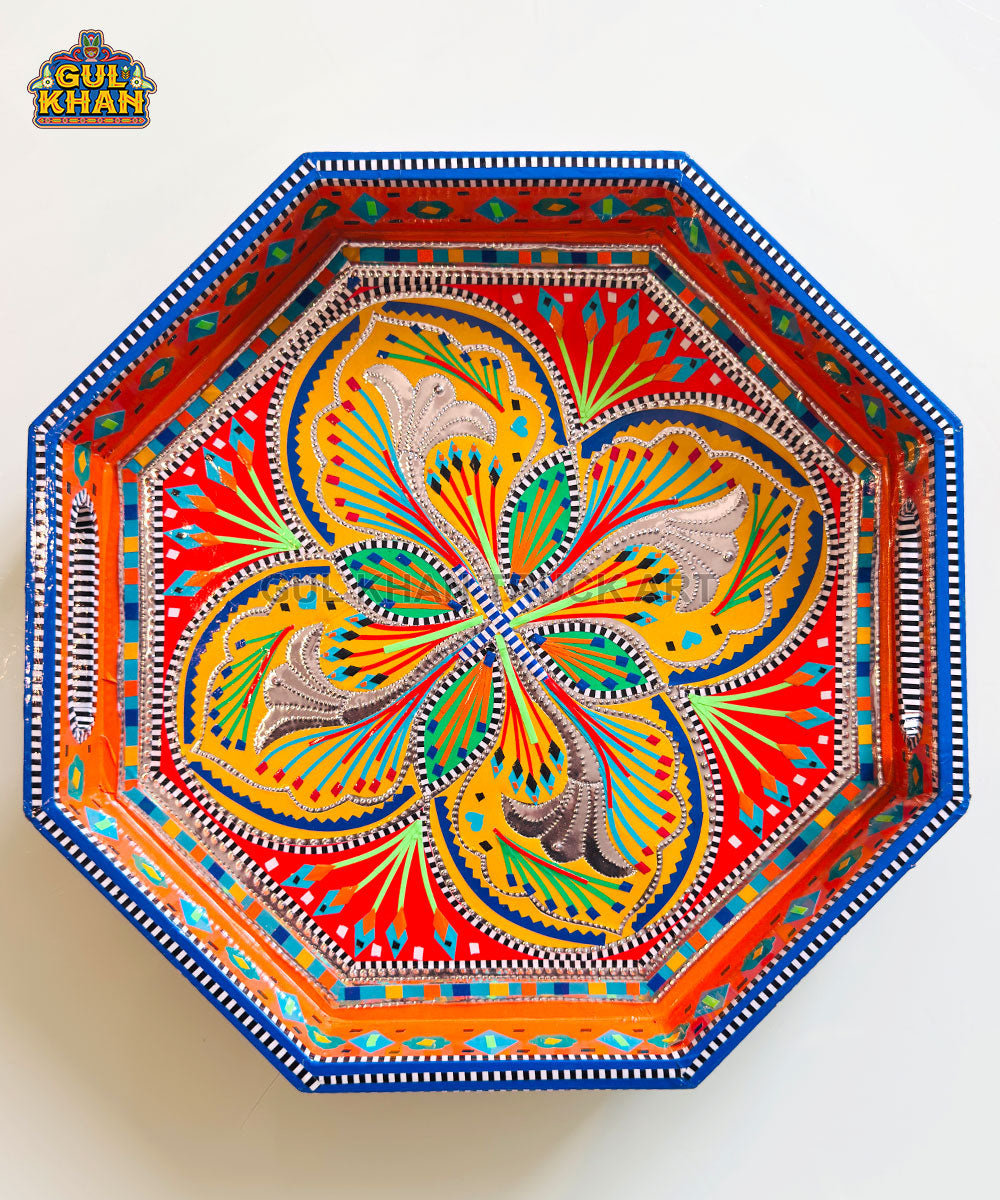 Blue and Red  Truck Art  Hexagon Tray