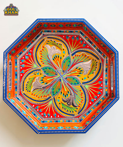 Blue and Red  Truck Art  Hexagon Tray