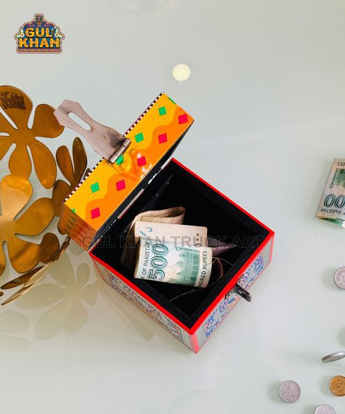 Red & Blue (Customisable) Truck Art Money Box Gullak - Gul Khan Truck Art