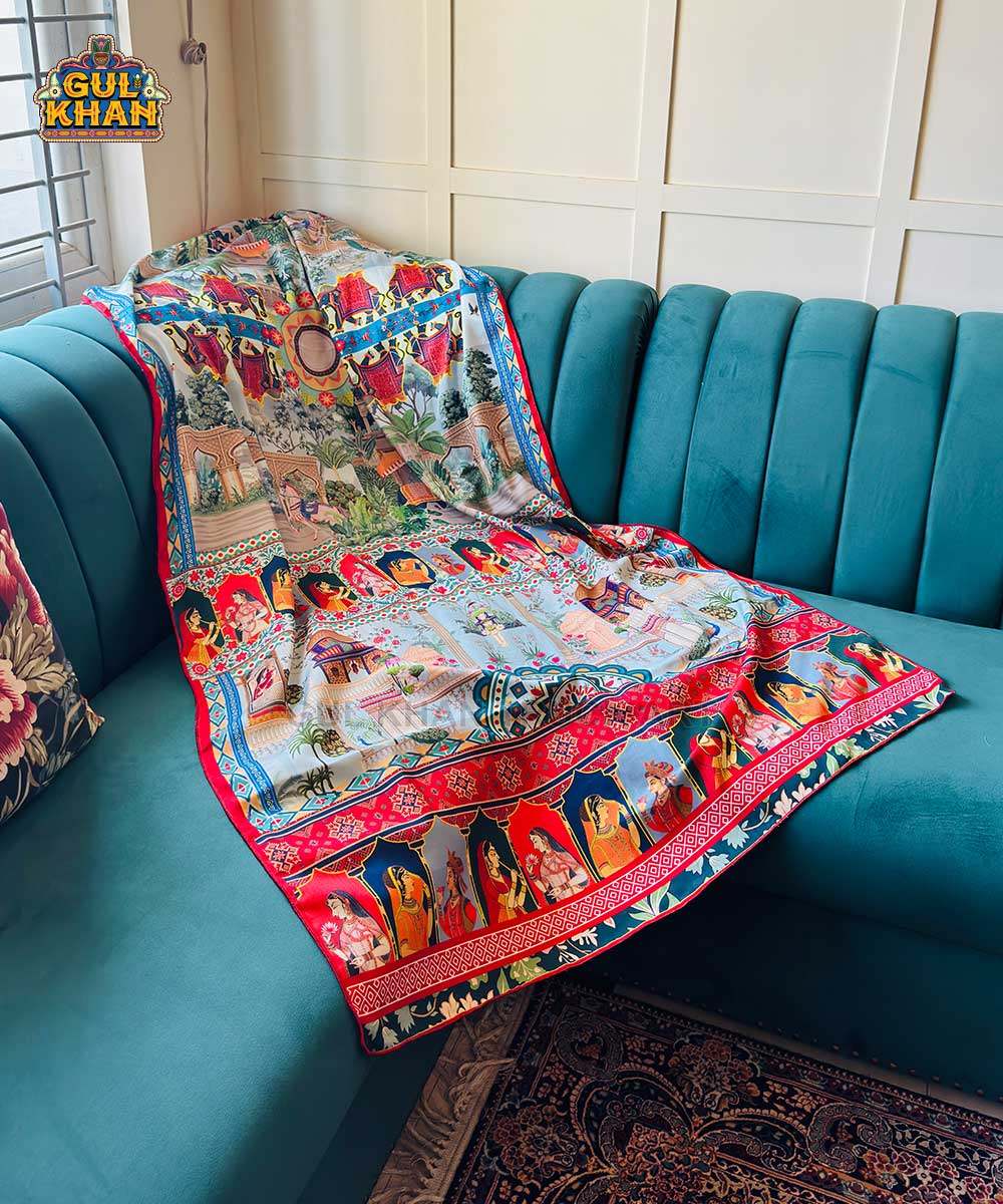 Mughal Artisan Inspired Printed Shawl 02 - Gul Khan Truck Art