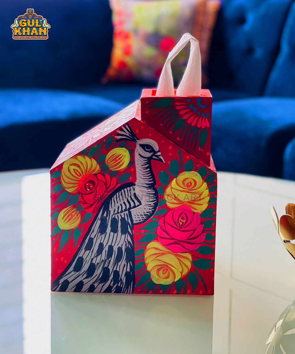 Hand Painted House Tissue Box Design 11155