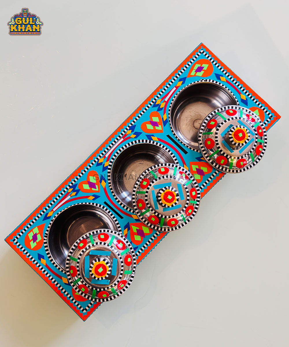 Blue & Red Truck Art Three Partition Tray (01)