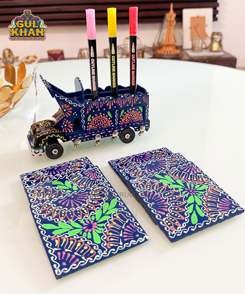 Cone Art Dark Blue Coaster & Truck Set Design