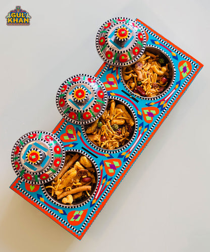 Blue & Red Truck Art Three Partition Tray (01)