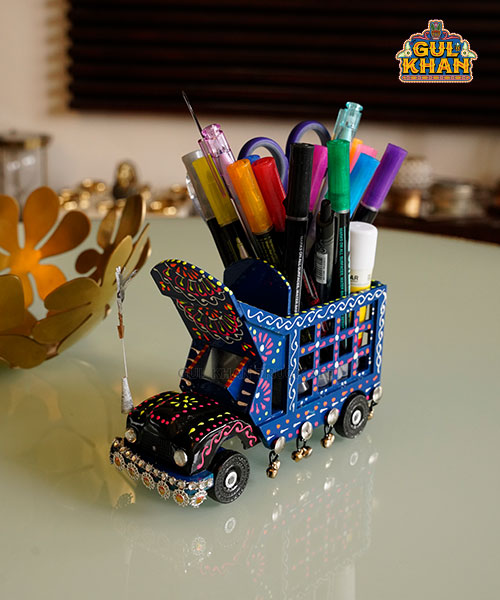 Cone Art Blue Stationery Truck Design - Gul Khan Truck Art