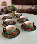 Green & Black Semi Circle Truck Art Handpainted Tea Set - Gul Khan Truck Art