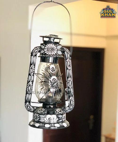 Gray Scale Handpainted Lantern 2230