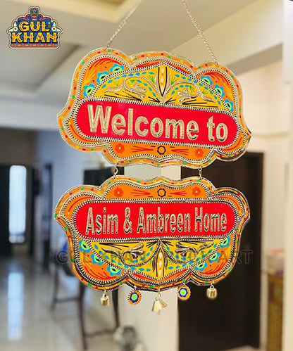 Yellow & Orange Truck Art Wall Hanging - Gul Khan Truck Art